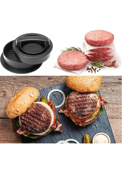 Luxury 3'ü 1 Arada Yapışmaz Hamburger Köftesi Makinesi, Siyah Hamburger Köftesi Presi 1 Adet