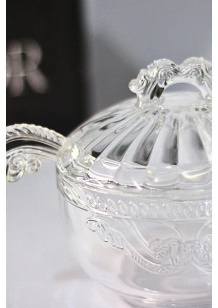 Luxury Lüks Kristal Cam Toz Şekerlik, Şekerlik Kaşıklı 500ML 1 Adet
