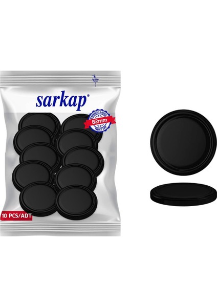 Luxury Hijyenik Paketli 10 Adet Kavanoz Kapağı – Mat Siyah – 82 mm 1 Adet