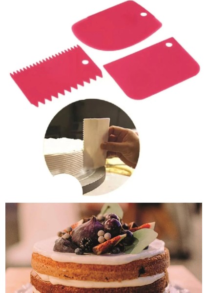Luxury Hamur Kesici Kazıyıcı Şekillendiri Dekoratör Set 3'lü Set 1 Adet