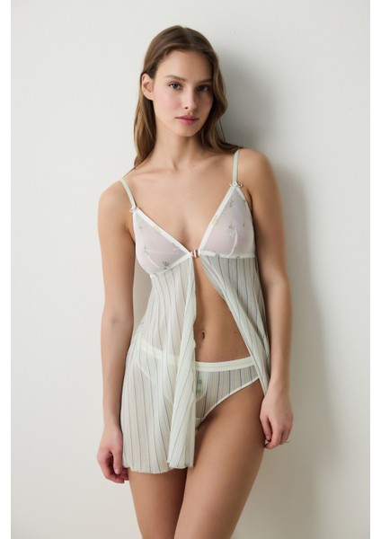 Front Opening Ekru Babydoll