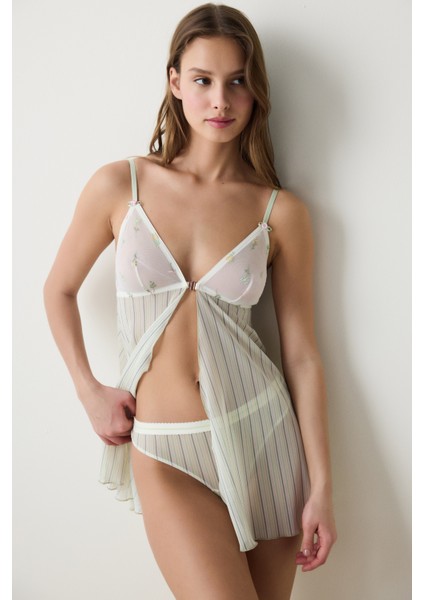 Front Opening Ekru Babydoll