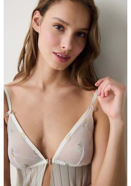 Front Opening Ekru Babydoll