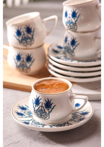 Luxury Std Iznik Yeni Form 6 Kişilik Kahve Fincanı Takımı 100 ml Klasik 1 Adet