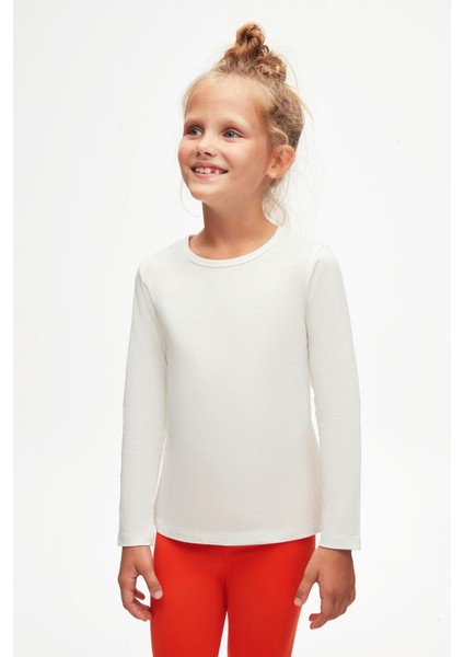 Ekru Basic Mevsimlik Likralı Uzun Kollu Kız Çocuk Tişört fiyatları
