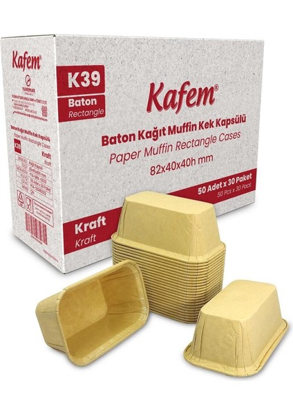 Luxury Muffin Kek Kapsülü Baton Kraft Ekler Boy 50LI x 30 Paket (Koli) - K39 1 Adet