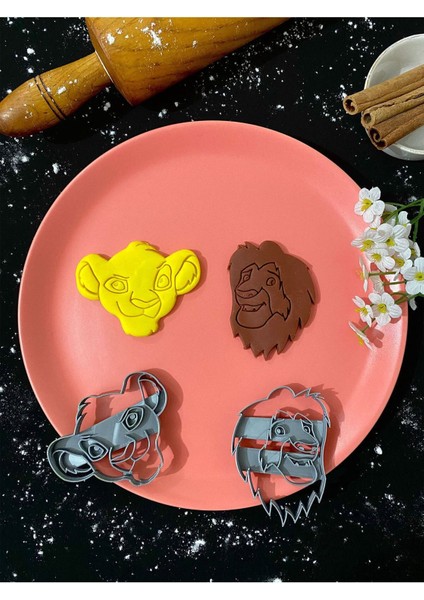 Luxury Aslan Kral Simba ve Mufasa 2'li Kurabiye Kalıbı Kesici Şekillendirici Set Seti 1 Adet