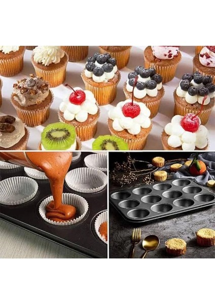 Luxury 12'li Metal Yapışmaz Muffin Kek Kalıbı (26.5CM*35CM) 1 Adet modelleri