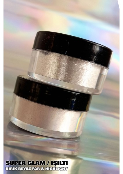 Luxury Hediyeli 2li Süper Silver / Kırık Beyaz Vizon Saf Pigment Göz Farı 1 Adet