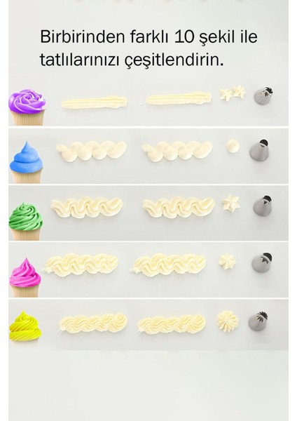 Luxury Krema Sıkma Aparat Seti 10 Parça Mutfak Tatlı Yapım Süsleme Torbası Uçları Şeker Hamuru Kalıpları 1 Adet