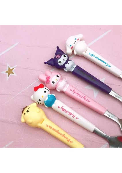 Luxury Sanrio Kawaii Kaşık Çatal Anime Hello Kitty Benim Melodi Paslanmaz Çelik Çatal Bıçak Kaşık Seti 1 Adet