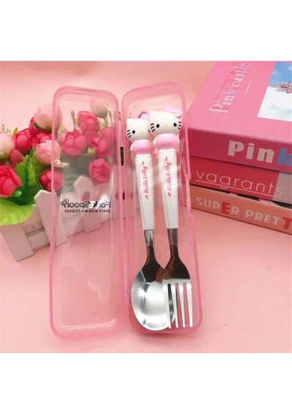 Luxury Sanrio Kawaii Kaşık Çatal Anime Hello Kitty Benim Melodi Paslanmaz Çelik Çatal Bıçak Kaşık Seti 1 Adet