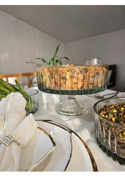 Luxury Kesme Kristal Cam Ayaklı Sunumluk Kase 25 cm Salata Sunum Kasesi 1 Adet modelleri