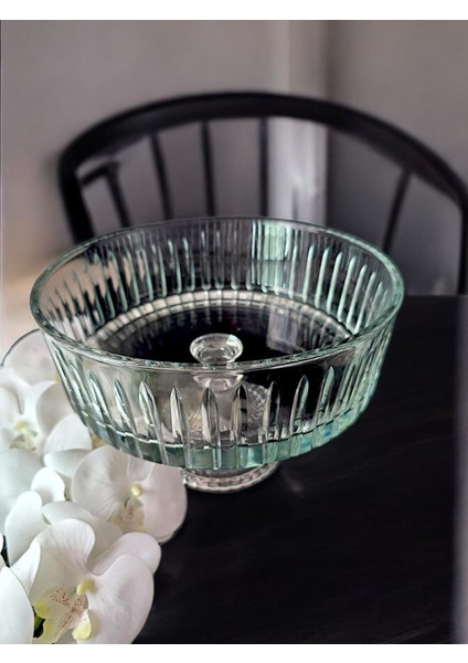 Luxury Kesme Kristal Cam Ayaklı Sunumluk Kase 25 cm Salata Sunum Kasesi 1 Adet fırsatları