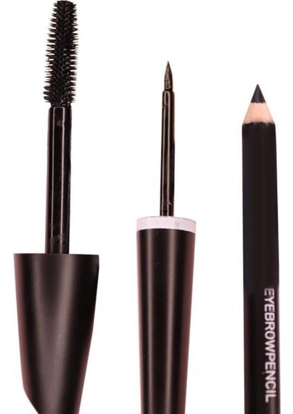 Luxury 3 In 1 Suya Dayanıklı Maskara & Kalem & Eyeliner Seti 1 Adet