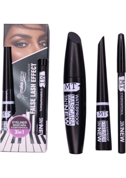 Luxury 3 In 1 Suya Dayanıklı Maskara & Kalem & Eyeliner Seti 1 Adet