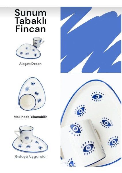 Luxury Kahve Fincanı Sunum Tabaklı Alaçatı Desen 100 cc 2 Parça 1 Kisilik 1 Adet