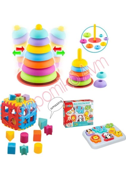 Luxury Sevimli Hayvanlar Bultak + Sallanan Halkalar + Küp Bultak Puzzle 1 Adet