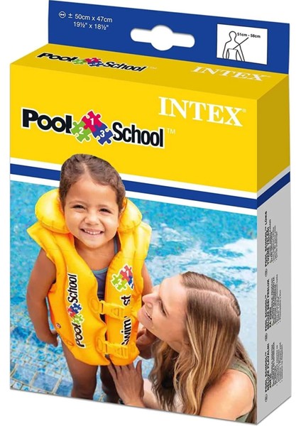 Luxury Intex Yakalı Şişme Can Yeleği 50X47 cm 3-6 Yaş Sarı Pool School 1 Adet