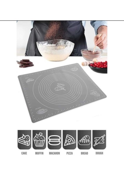 Luxury 40X50 cm Silikon Hamur Açma Matı Hamur Yoğurma Pedi 1 Adet