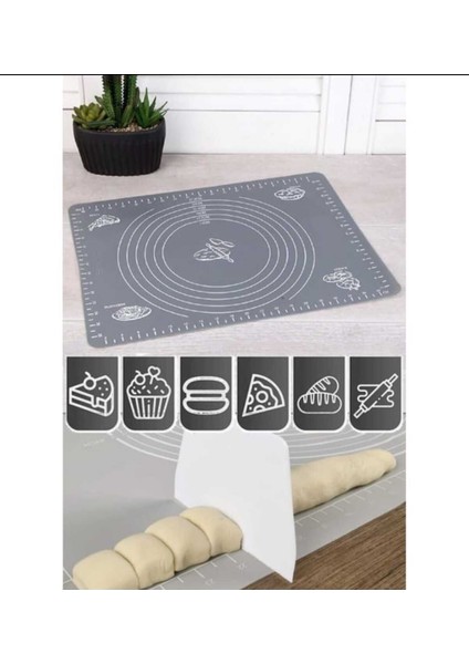 Luxury 40X50 cm Silikon Hamur Açma Matı Hamur Yoğurma Pedi 1 Adet