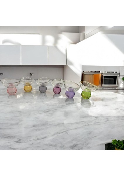Luxury Dekoratif Kristal Cam Lokumlu-Kahvaltılık 6'lı Set Çok Renkli 1 Adet