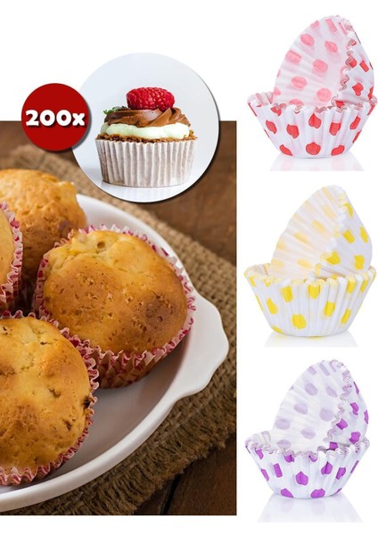 Luxury 200'LÜ Muffin Browni Cupcake Kağıdı Kek Kalıbı Desenli ( 2 Paket ) 1 Adet