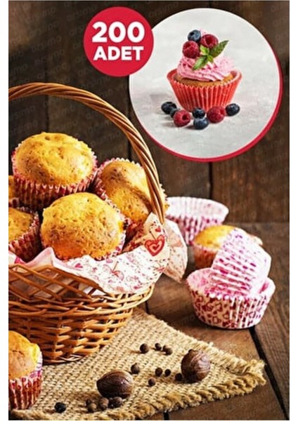 Luxury 200'LÜ Muffin Browni Cupcake Kağıdı Kek Kalıbı Desenli ( 2 Paket ) 1 Adet