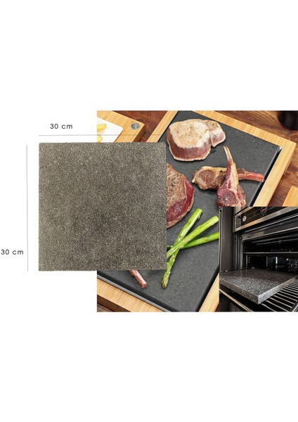 Luxury Doğal Bazalt Taşı Pişirme Levhası Şeflerin Tercihi Fırın Mangal Pizza Taşı 30 cm x 30 cm 1 Adet
