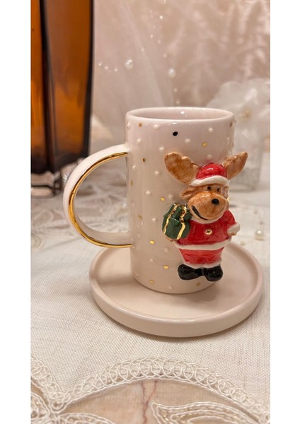 Luxury Yılbaşı Konseptli El Yapımı Seramik Kahve Fincanı (Noel Baba Temalı) 180 ml 1 Adet fiyatları