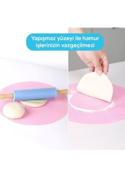 Luxury Silikon Ölçekli Hamur Açma Matı Mavi 1 Adet