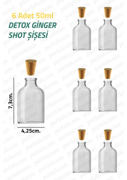 Luxury 50ML Mantar Tıpalı Mini Cam Şişe 50CC Shot Şişesi Cam Ginger Detox Şişesi Sızdırmaz (6 Adet) 1 Adet