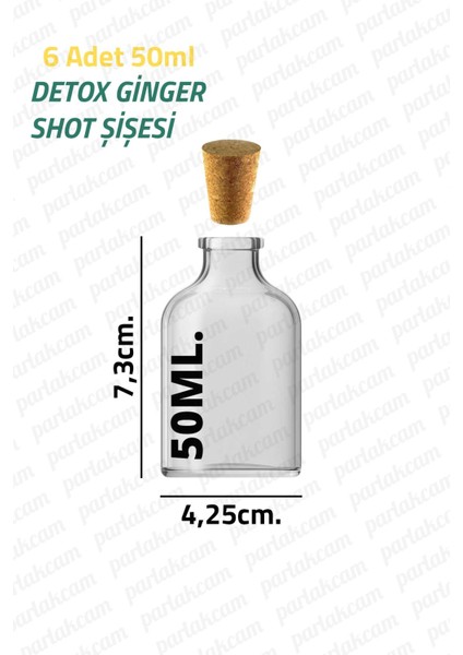 Luxury 50ML Mantar Tıpalı Mini Cam Şişe 50CC Shot Şişesi Cam Ginger Detox Şişesi Sızdırmaz (6 Adet) 1 Adet