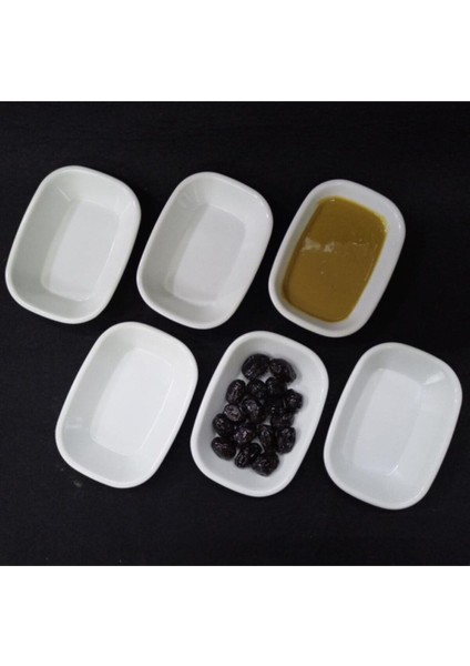 Luxury 6 Adet Sosluk Kahvaltı Tabağı Beyaz Melamin 13X9CM Çerezlik Lokanta Tabldot Serpme Kahvaltılık 1 Adet