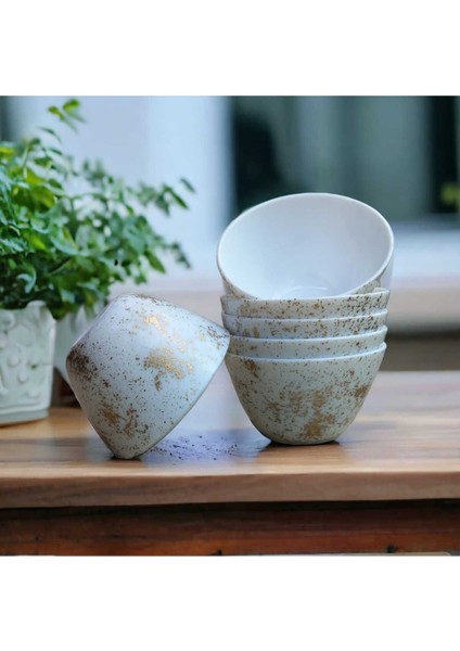 Luxury Altın Yaldızlı Beyaz Luminarc Arcopal 12 cm 6 Adet Kase 1 Adet