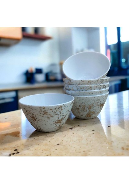 Luxury Altın Yaldızlı Beyaz Luminarc Arcopal 12 cm 6 Adet Kase 1 Adet