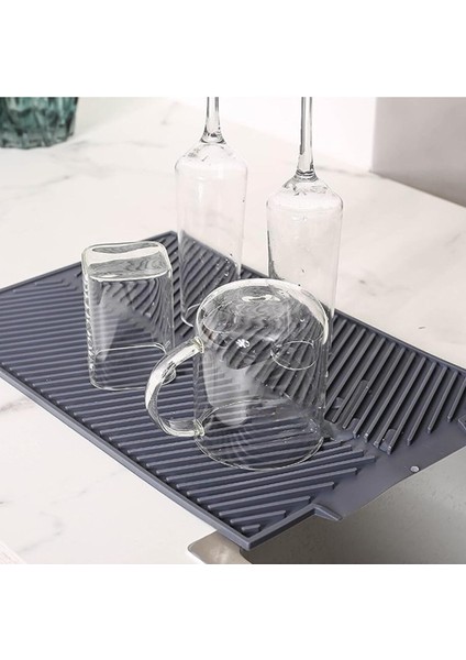 Luxury Büyük Boy Antrasit 44 x 33 cm Silikon Bulaşık Kurutma Matı Bulaşıklık 1 Adet fiyatları