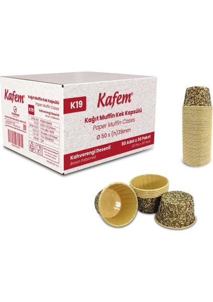 Luxury Muffin Kek Kapsülü Kahverengi Desenli 50LI x 30 Paket (Koli) - K19 1 Adet