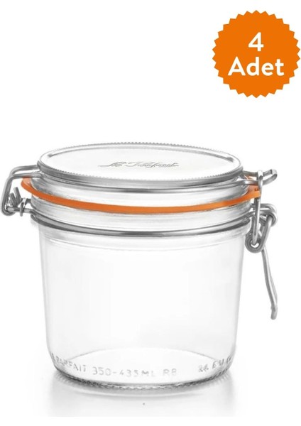 Luxury Super Terrines Klipsli/contalı Cam Kavanoz 350 ml (4 Adet) 1 Adet