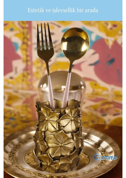 Tezgah Üstü Kaşıklık Dekoratif Dik Kaşıklık Silindir Kaşıklık Beyaz Renk Model 16