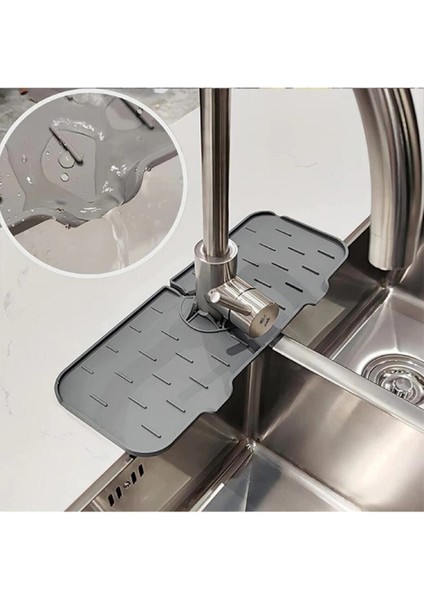 Luxury Su Tutucu Musluk Matı Mutfak ve Banyo Için Koruyucu Lavabo Musluk ve Batarya Matı Gri 1 Adet modelleri