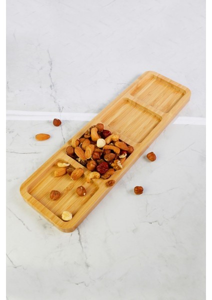 Luxury Seç Arabul Bambu 4 Bölmeli Çerezlik & Sunum Tabağı 1 Adet