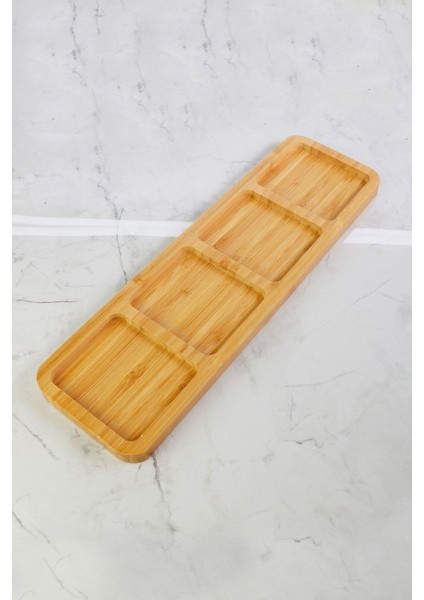 Luxury Seç Arabul Bambu 4 Bölmeli Çerezlik & Sunum Tabağı 1 Adet