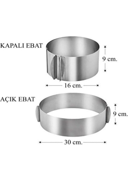 Luxury Kek ve Pasta Paslanmaz Yuvarlak Kelepçeli Ayarlanabilir Kalıbı Çember Ayarlanır Pandispanya Kalıp 1 Adet