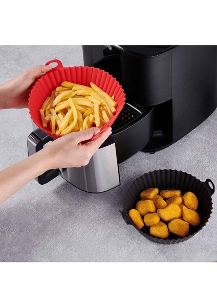 Luxury Airfryer Silikon Pişirme Kabı 2 Adet ( 1 Kırmızı 1 Siyah ) 1 Adet