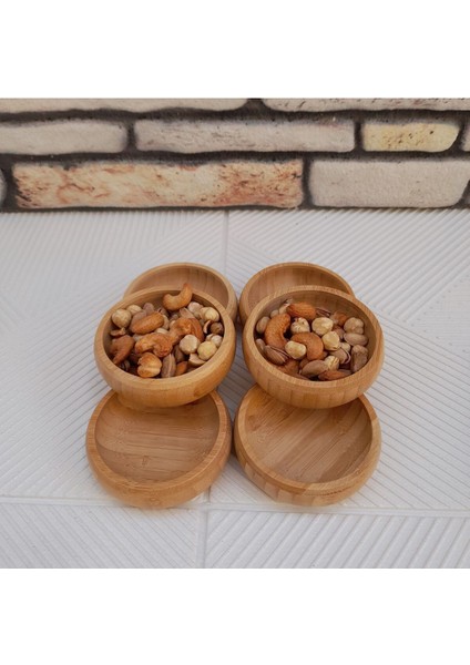 Luxury Bambu 6lı Çerezlik Bambu Sunumluk 6lı Set Ikramlık 1 Adet