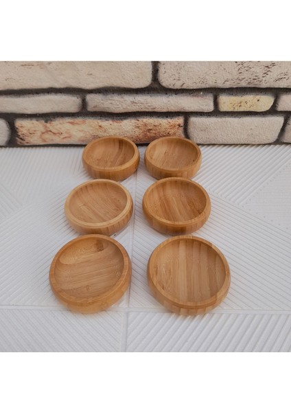 Luxury Bambu 6lı Çerezlik Bambu Sunumluk 6lı Set Ikramlık 1 Adet