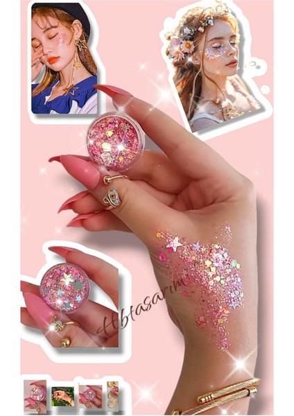 Luxury Parlak Glitter Simli Far Jel Forumlu Parlak Işıltılı Vücut-Yuz Simi 1 Adet