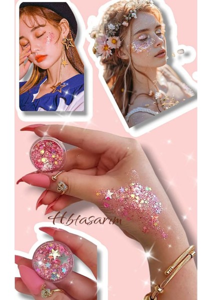 Luxury Parlak Glitter Simli Far Jel Forumlu Parlak Işıltılı Vücut-Yuz Simi 1 Adet