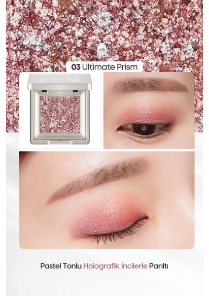 Luxury Topaklanmayan, El Yapımı Glitter Far Modern Shadow Glitter Prism (No.3 Ultimate Prism) 1 Adet